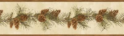 Brewster Wallcovering Fleming Sand Pine Boughs Trail Border Gold