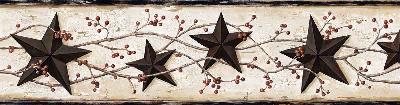 Brewster Wallcovering George Cream Tin Star Trail Border Black