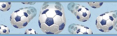 Brewster Wallcovering Beckham Blue Soccer Ball Motion Border Blue