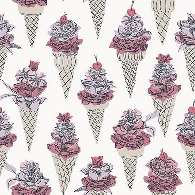 Brewster Wallcovering Pink Floral Ice Cream Peel & Stick Wallpaper Pink