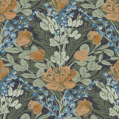 Brewster Wallcovering Dark Multi Moody June Blooms Peel & Stick Wallpaper Dark Multi