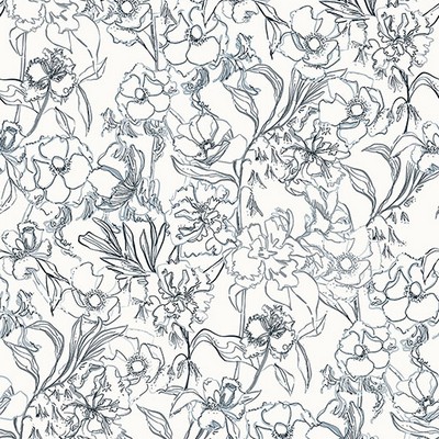 Brewster Wallcovering Navy May Bloom Peel & Stick Wallpaper Navy