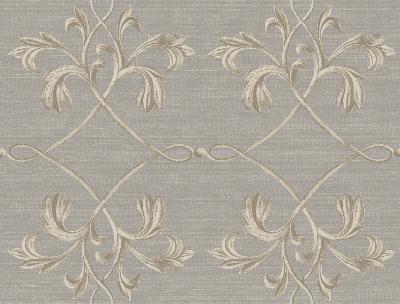Brewster Wallcovering April Charcoal Acanthus Lattice Wallpaper Light Grey