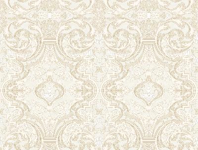 Brewster Wallcovering Guinevere Storm Baroque Marquetry Wallpaper White