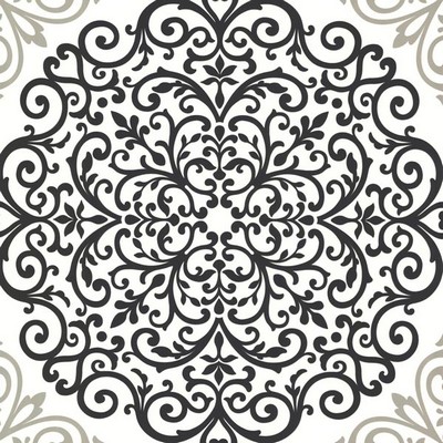 Warner Cassidy Black Medallion Damask Black