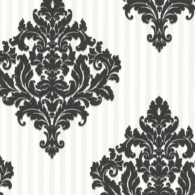 Warner Rowan Black Damask Stripe Black