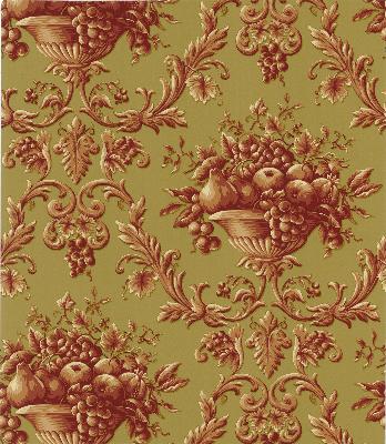 Brewster Wallcovering Marta Rust Orchard Ogee Wallpaper Red