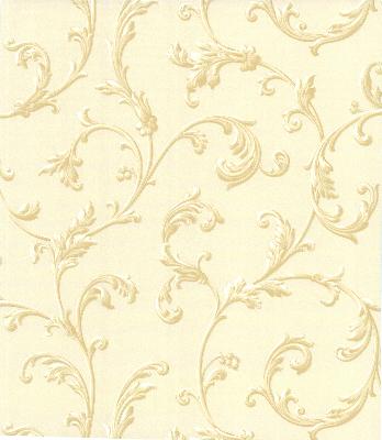 Brewster Wallcovering Sylvia Cream Ornate Scroll Wallpaper Yellow