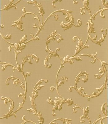 Brewster Wallcovering Sylvia Gold Ornate Scroll Wallpaper Gold