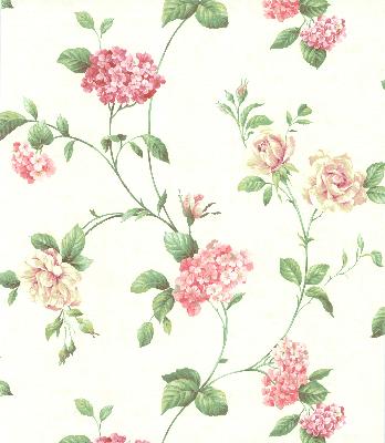 Brewster Wallcovering Glenmont Pink Floral Trail Wallpaper Pink