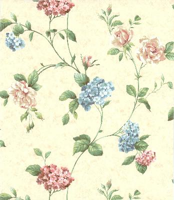 Brewster Wallcovering Glenmont Rose Floral Trail Wallpaper Blue