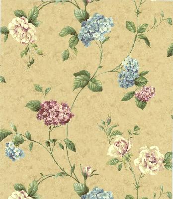 Brewster Wallcovering Glenmont Sand Floral Trail Wallpaper Purple