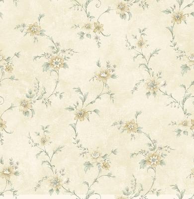 Brewster Wallcovering Elizabeth Cream Floral Trail Wallpaper Cream