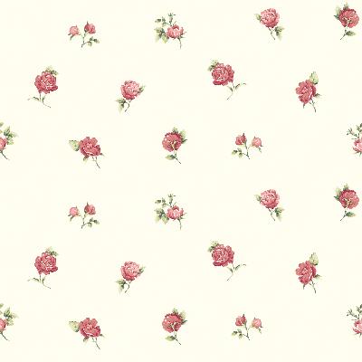 Brewster Wallcovering Sandra Red Floral Toss Wallpaper White