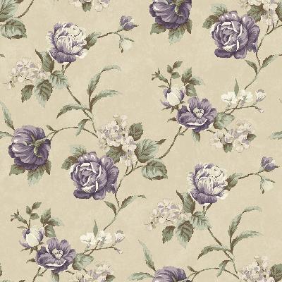 Brewster Wallcovering Gleason Grey Floral Rose Trail Wallpaper Neutral
