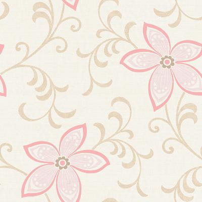 Brewster Wallcovering Khloe Green Girly Floral Scroll Wallpaper Neutral