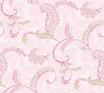 Brewster Wallcovering Riley Pink Paisley Scroll Wallpaper Red