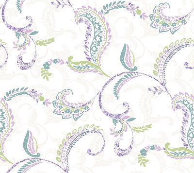 Brewster Wallcovering Riley Lilac Paisley Scroll Wallpaper White