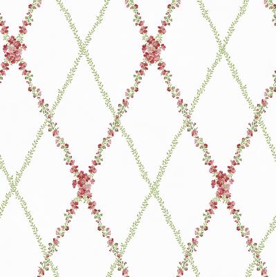 Brewster Wallcovering Off-White Peony Trellis Off-White