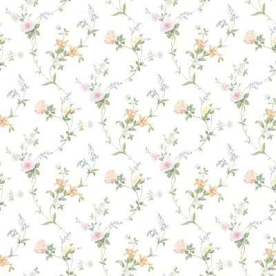 Brewster Wallcovering White Tiger Lily Trail White