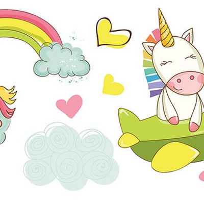 Brewster Wallcovering Baby Unicorns Stickers Yellows