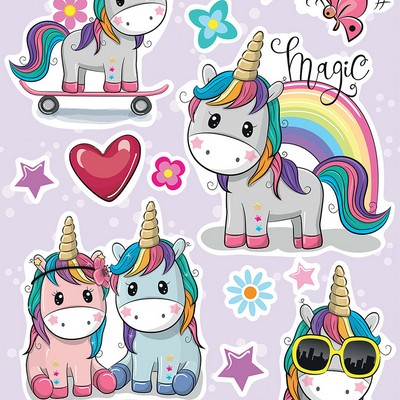 Brewster Wallcovering Colorful Unicorns Wall Stickers Pinks