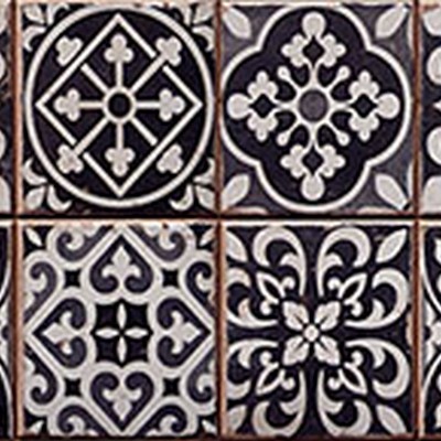 Brewster Wallcovering Tile Azulejos Border Decal Blacks