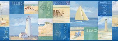 Brewster Wallcovering Blue Coastal Breeze Collage Border Blue