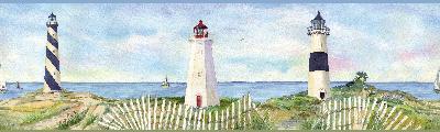 Brewster Wallcovering Blue Coastal Lighthouse Border Blue