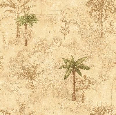 Brewster Wallcovering Neutral Tropical Palm Trees Neutral