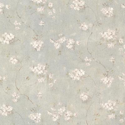 Brewster Wallcovering Dixie Aqua Floral Trail Aqua