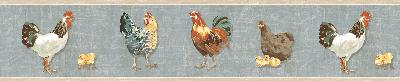 Brewster Wallcovering Bailey Sky Rooster & Script Border Sky