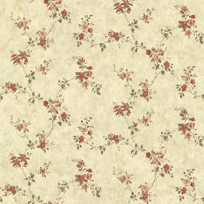 Brewster Wallcovering Rose Valley Red Floral Trail Red
