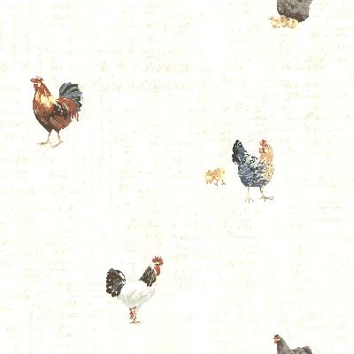 Brewster Wallcovering Lisle Cream Roosters & Script Cream