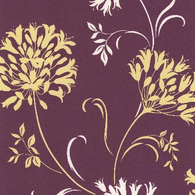 Brewster Wallcovering Nerida Purple Floral Silhouette Purple