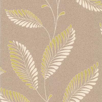 Brewster Wallcovering Aubrey Taupe Modern Leaf Trail Taupe