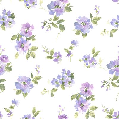 Brewster Wallcovering Captiva Purple Watercolor Floral Purple