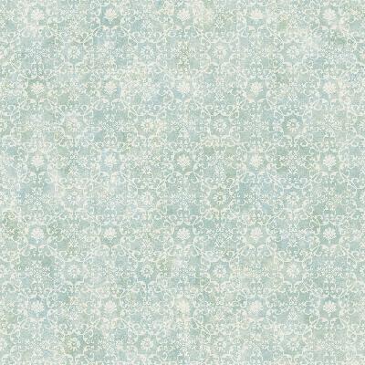 Brewster Wallcovering Shell Bay Teal Scallop Damask Teal