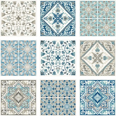 Brewster Wallcovering Miguel Tile Decal Kit Blues