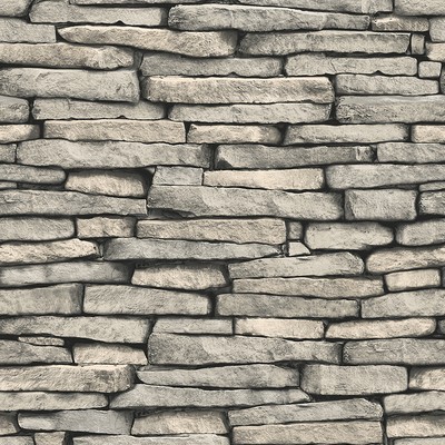 Brewster Wallcovering Ledge Grey Slate Wall Wallpaper Grey