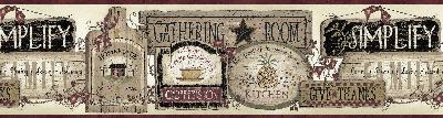 Brewster Wallcovering Brown Gathering Room Signs Border Brown