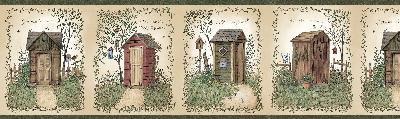 Brewster Wallcovering Neutral Outhouses Border Neutral