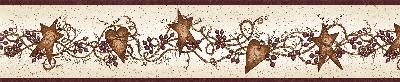 Brewster Wallcovering Neutral Tin Hearts & Stars Border Neutral