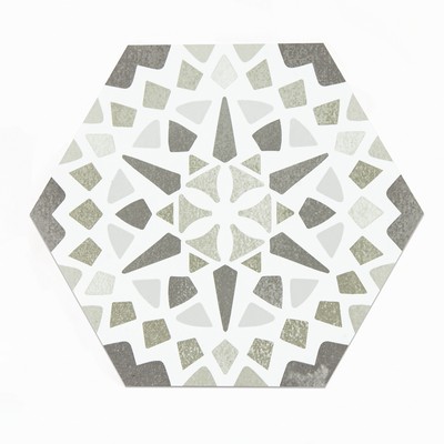 Brewster Wallcovering Ribera Peel & Stick Hexagon Floor Tiles  Greys
