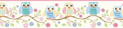Brewster Wallcovering Winnifred Pink Owlets And Blooms Border White
