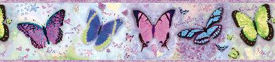 Brewster Wallcovering BFF Purple Butterflies And Stars Border Purple