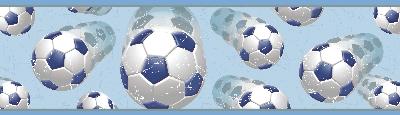 Brewster Wallcovering Andy Blue Soccer In Motion Border Blue