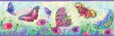Brewster Wallcovering Ava Purple Butterfly Swoosh Border Purple