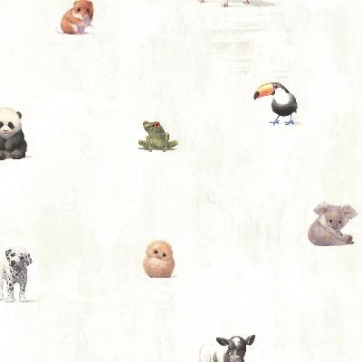 Brewster Wallcovering Tate Light Grey Animal Alphabet Light Grey