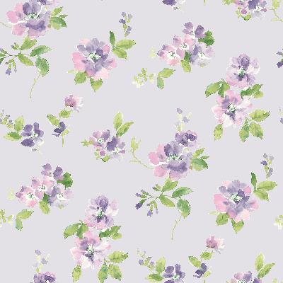 Brewster Wallcovering Captiva Lavender Floral Toss Lavender